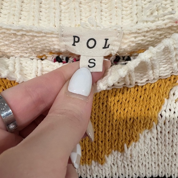 POL White Floral Striped Sweater- Size Small - Picture 3 of 4